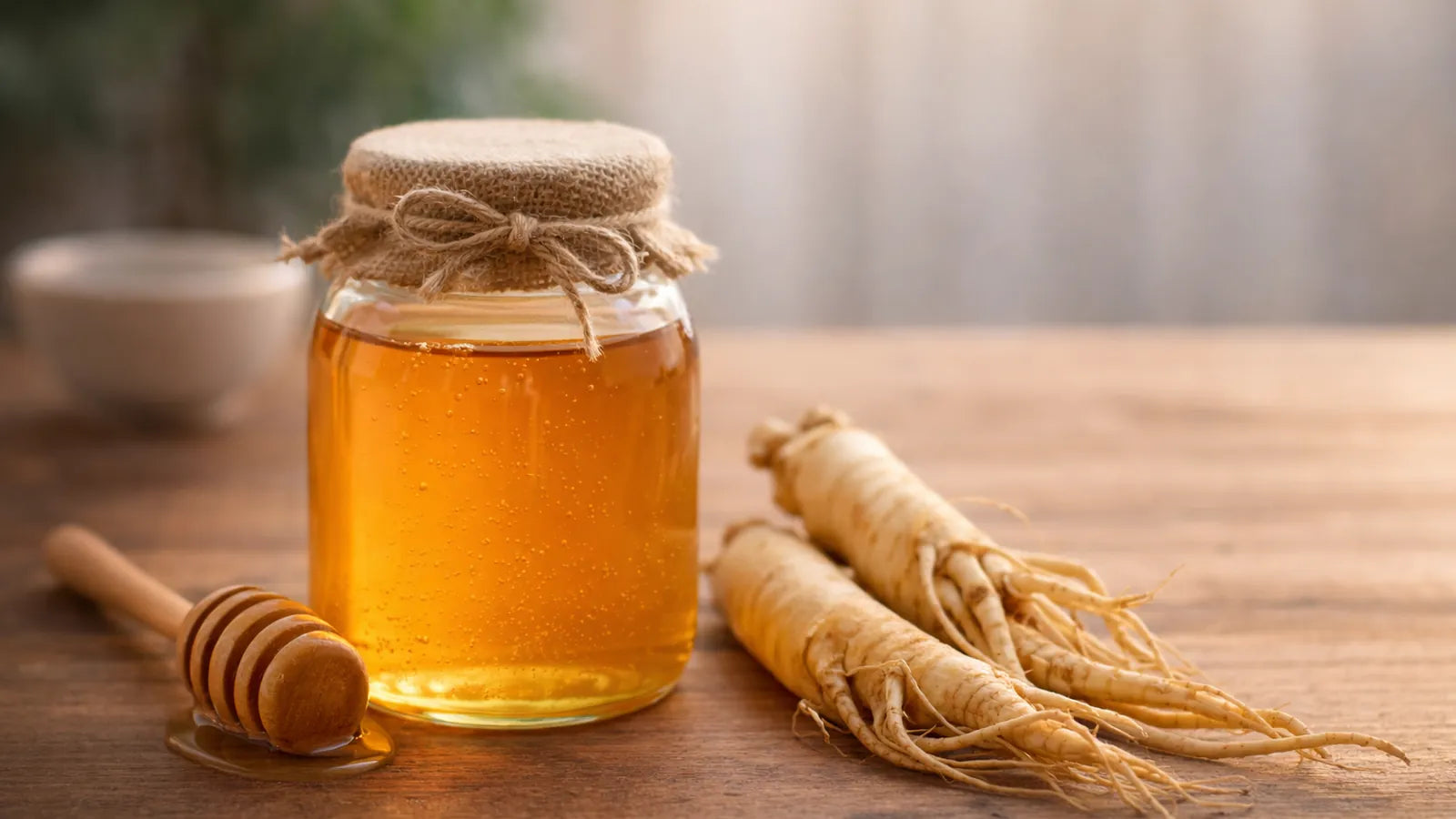عسل طبيعي مع جذور الجنسنج لدعم الصحة والطاقة