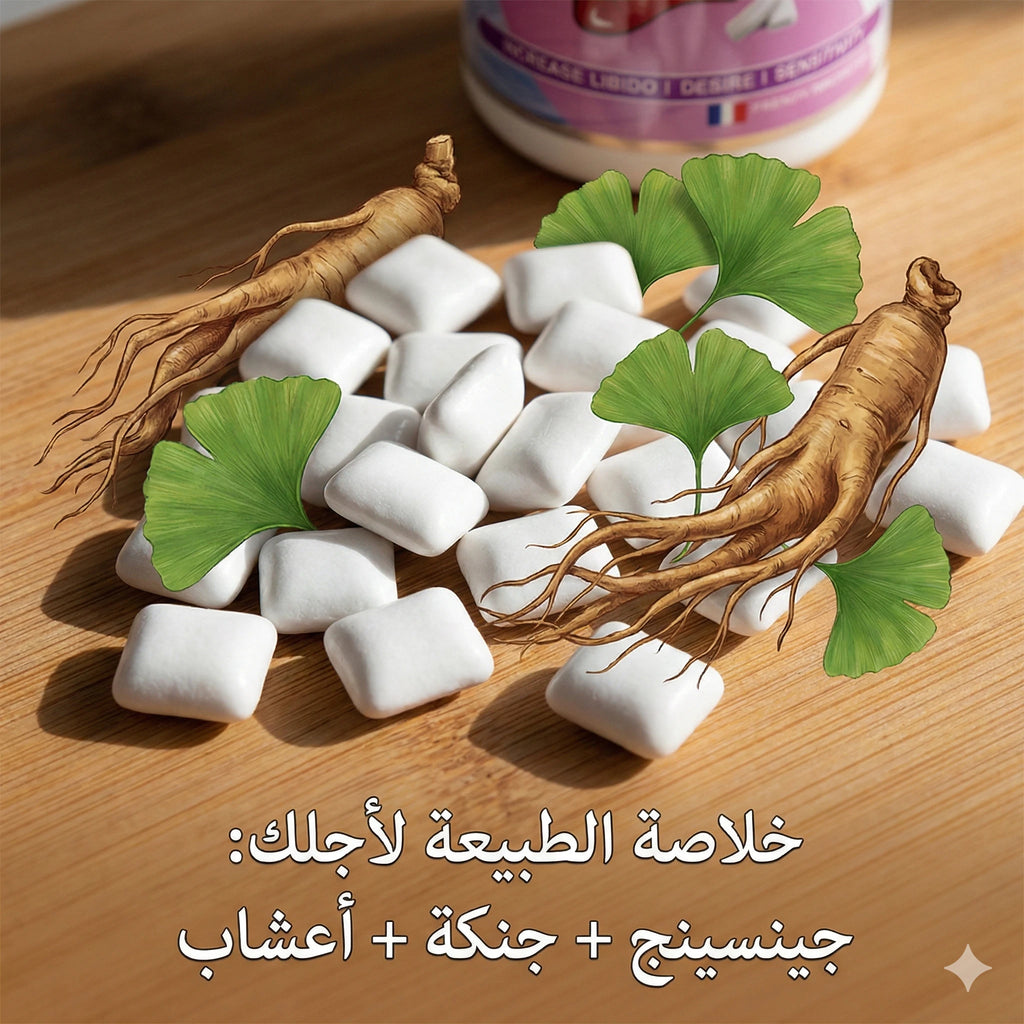 مكونات لبان بيوتي لاف – جنسينج وجنكة وأعشاب طبيعية لدعم الحيوية