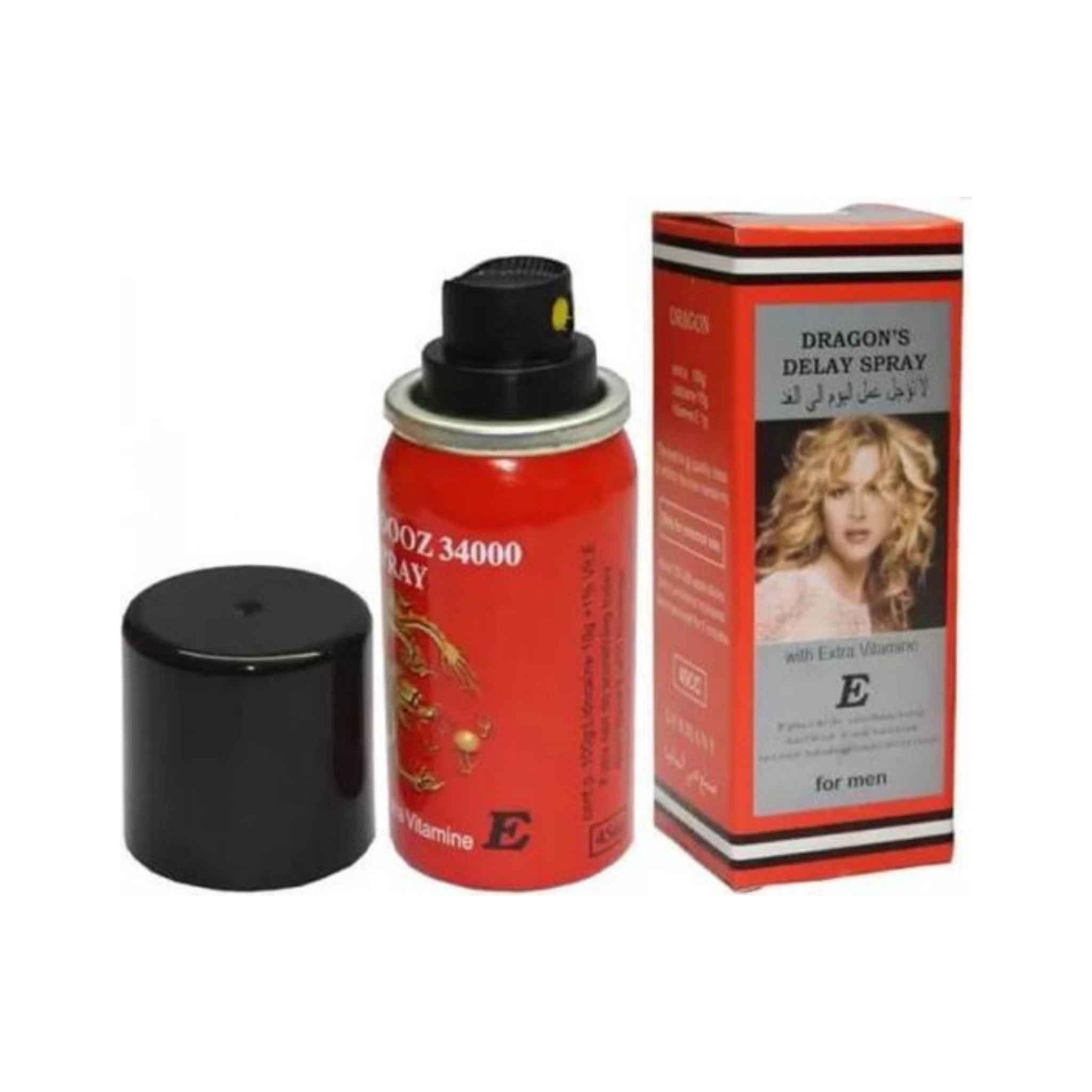عبوة دوز سبراي 34000 الأحمر الأصلي بشعار التنين ومدعم بفيتامين هـ