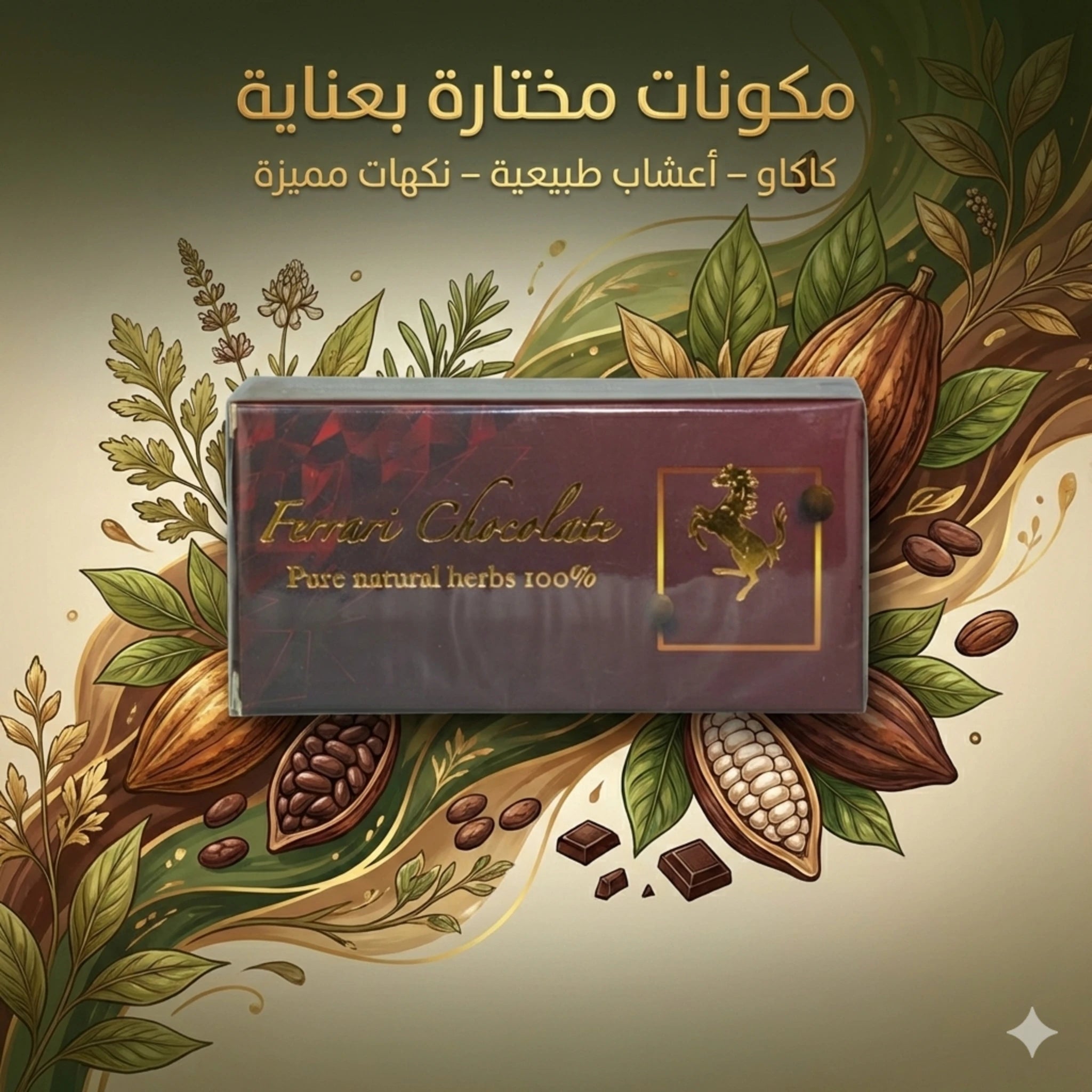 مكونات شوكولاتة فيراري للسيدات من كاكاو وأعشاب طبيعية