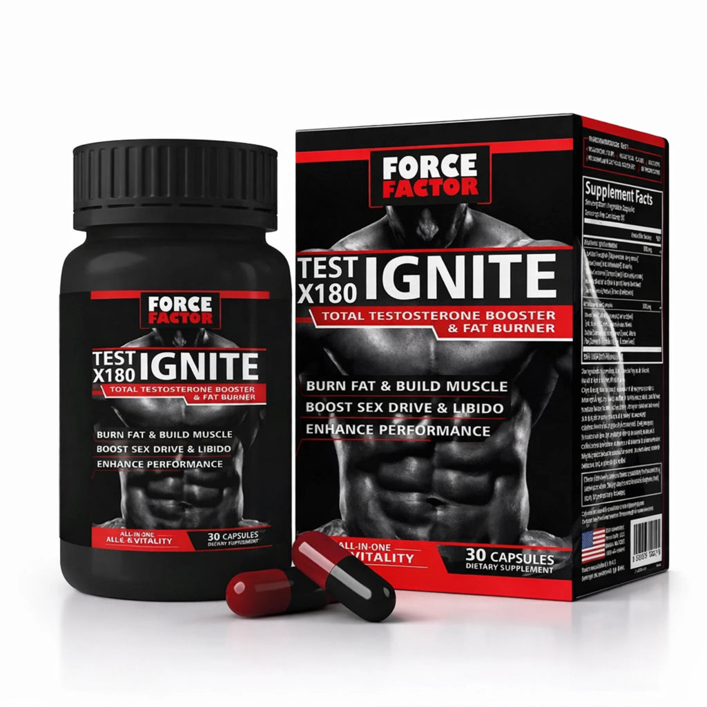 مكمل Force Factor Test X180 Ignite لدعم الطاقة وضعف الانتصاب وحرق الدهون للرجال
