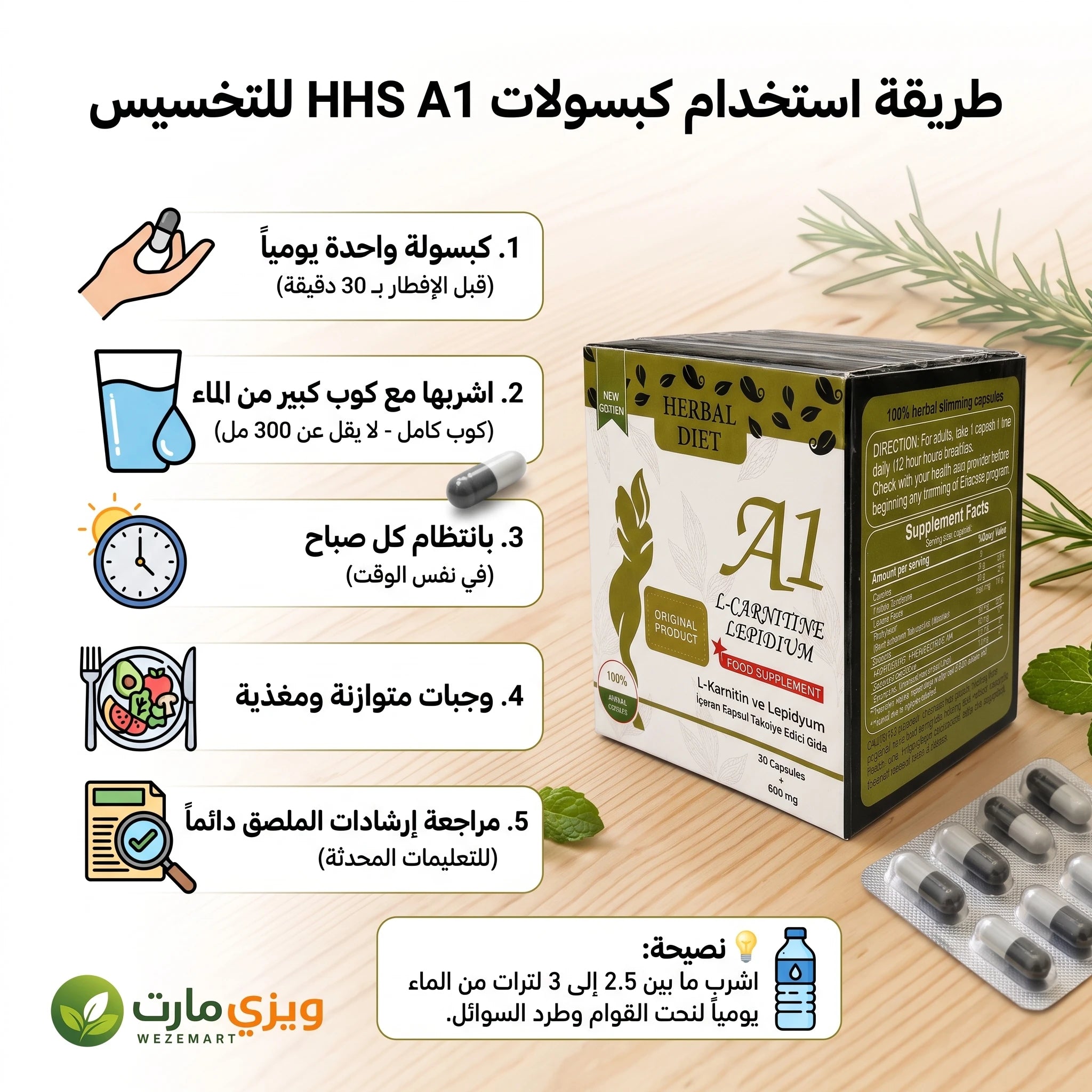 طريقة استخدام حبوب اتش اتش اس مرة يوميًا قبل وجبة الإفطار