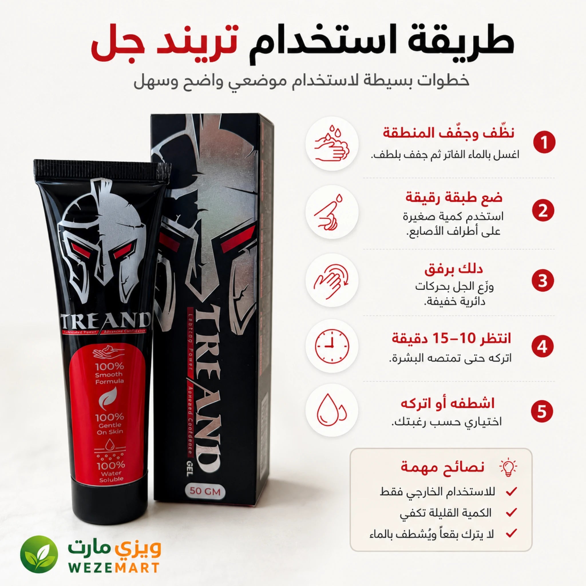 طريقة استخدام تريند جل لسرعه القذف للرجال بخطوات وضع طبقة رقيقة للاستخدام الموضعي الخارجي
