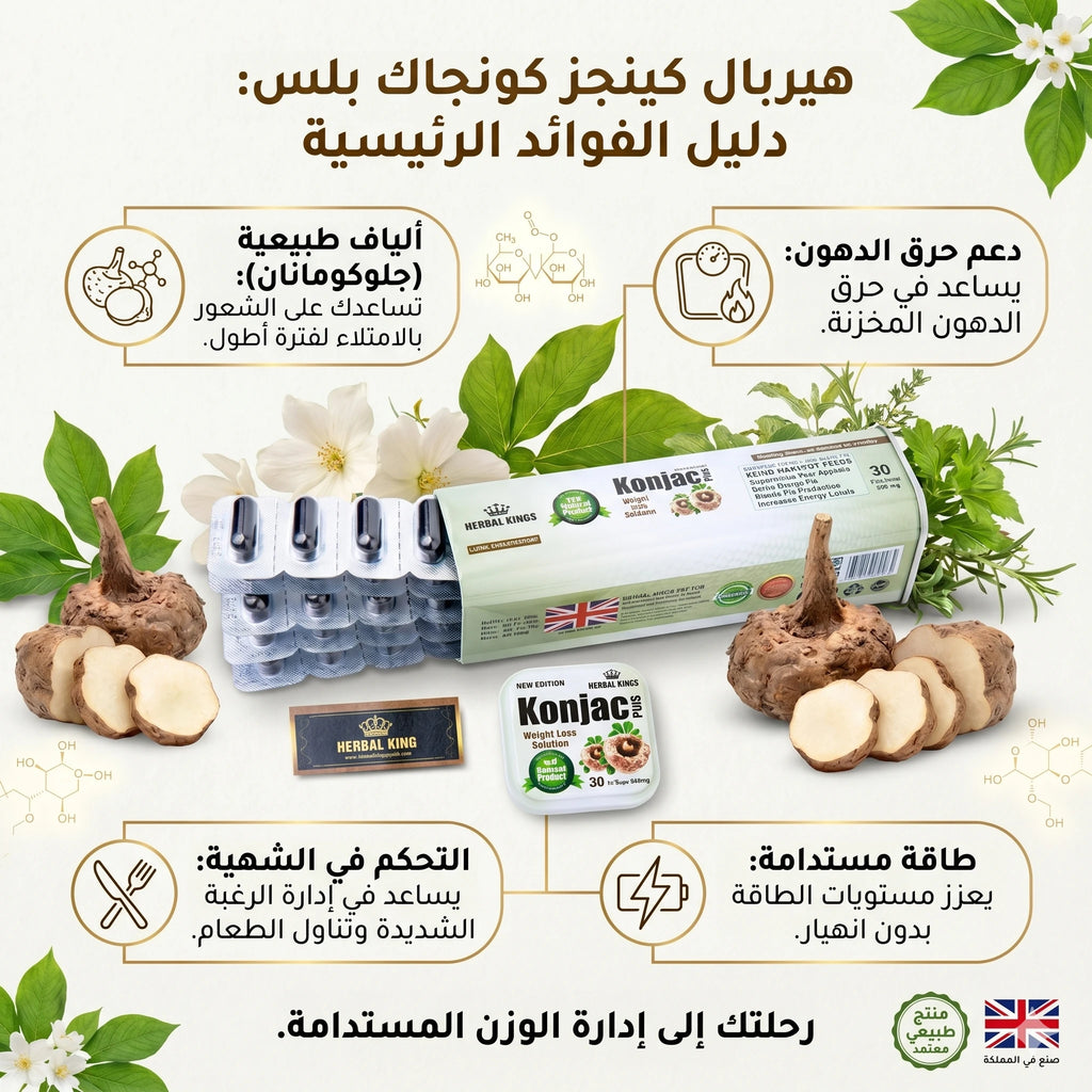 فوائد كونجاك بلس 30 كبسولة لدعم فقدان الوزن  وحرق الدهون وسد الشهية