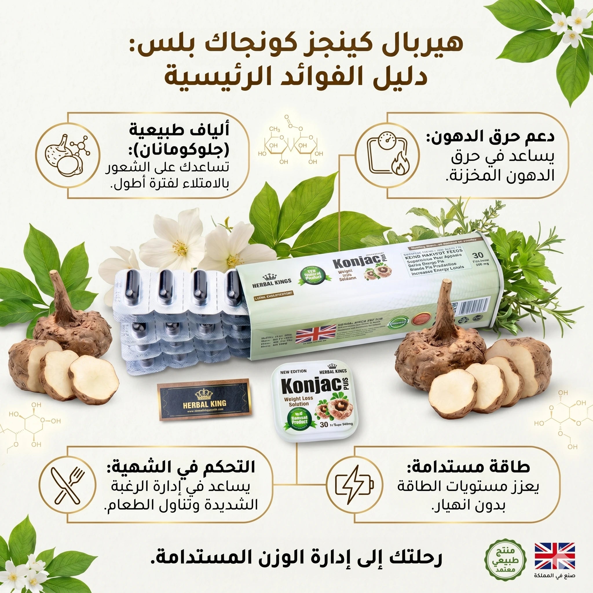فوائد كونجاك بلس 30 كبسولة لدعم فقدان الوزن  وحرق الدهون وسد الشهية
