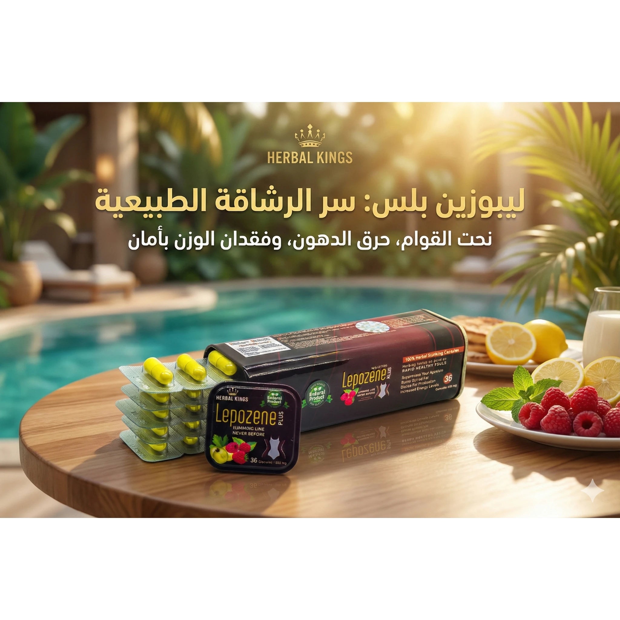كبسولات ليبوزين بلس لنحت القوام وحرق الدهون بأمان بجانب المسبح