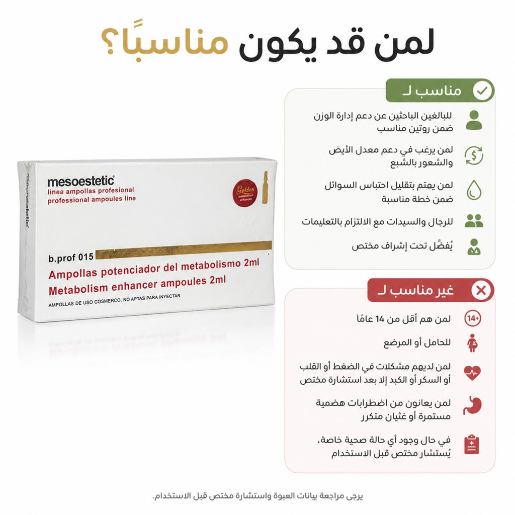 أمبولات ميزوستاتيك للرجال والسيدات الباحثين عن دعم إدارة الوزن وتنسيق القوام