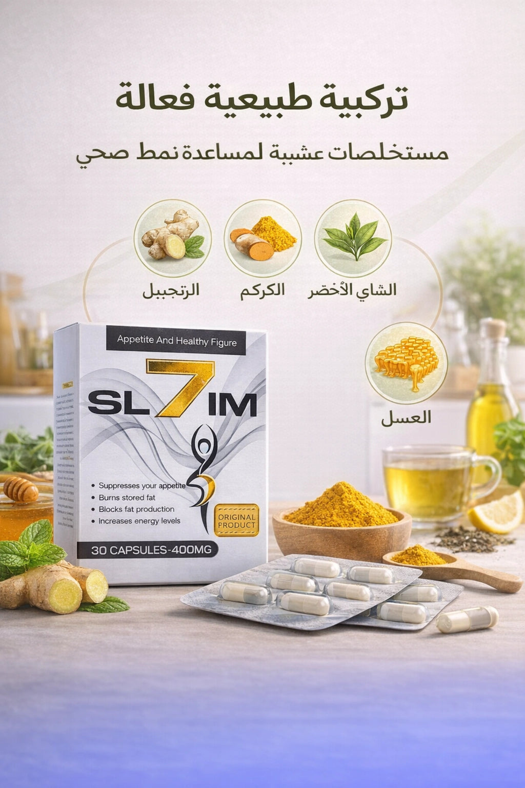 سفن سليم مكمل غذائي لدعم فقدان الوزن ونمط حياة صحي 30 كبسوله