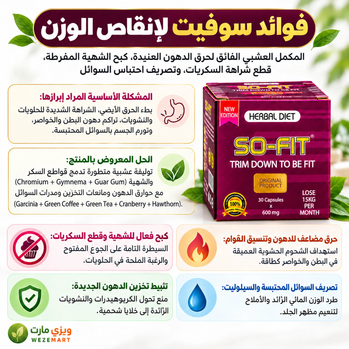 فوائد سو فيت للتخسيس ومعلومات عن مكونات دعم إدارة الوزن والشهية ضمن نظام غذائي متوازن