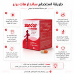 طريقة استخدام كبسولات ساندار فات برنر قبل الإفطار مع الماء وفق تعليمات العبوة