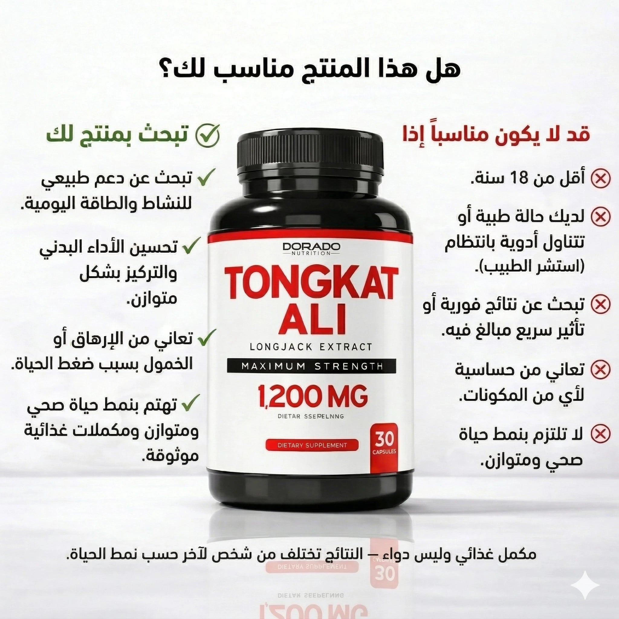 لمن يناسب مكمل تونغكات علي ومتى لا يكون مناسبًا